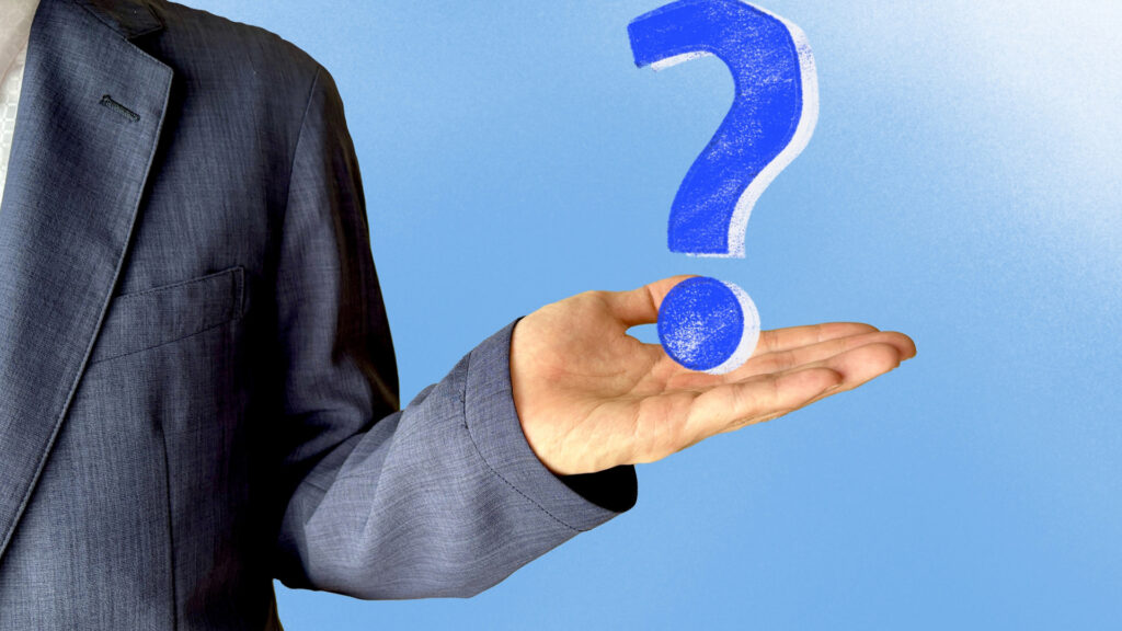 手の上に?の文字