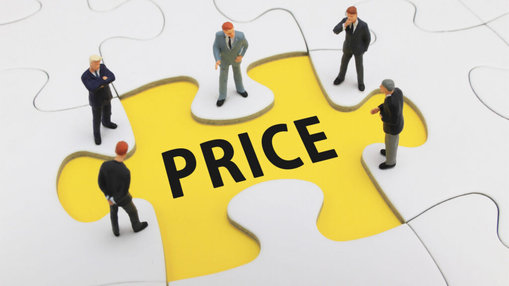 プライス、周りを囲むビジネスマン